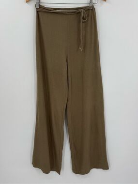 12th Tribe Wide Leg Linen Blend Wrap Tie Pant | Taupe | Small